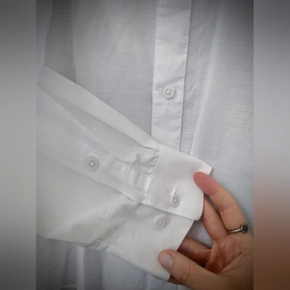 Brand New H&M Men's XL Collared White Button-Down, Light Summer Shirt NWOT - Picture 7 of 10